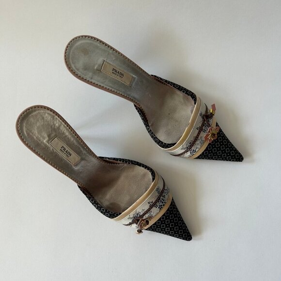 PRADA VINTAGE KIMONO EMBELLISHED MULES - Picture 5 of 13